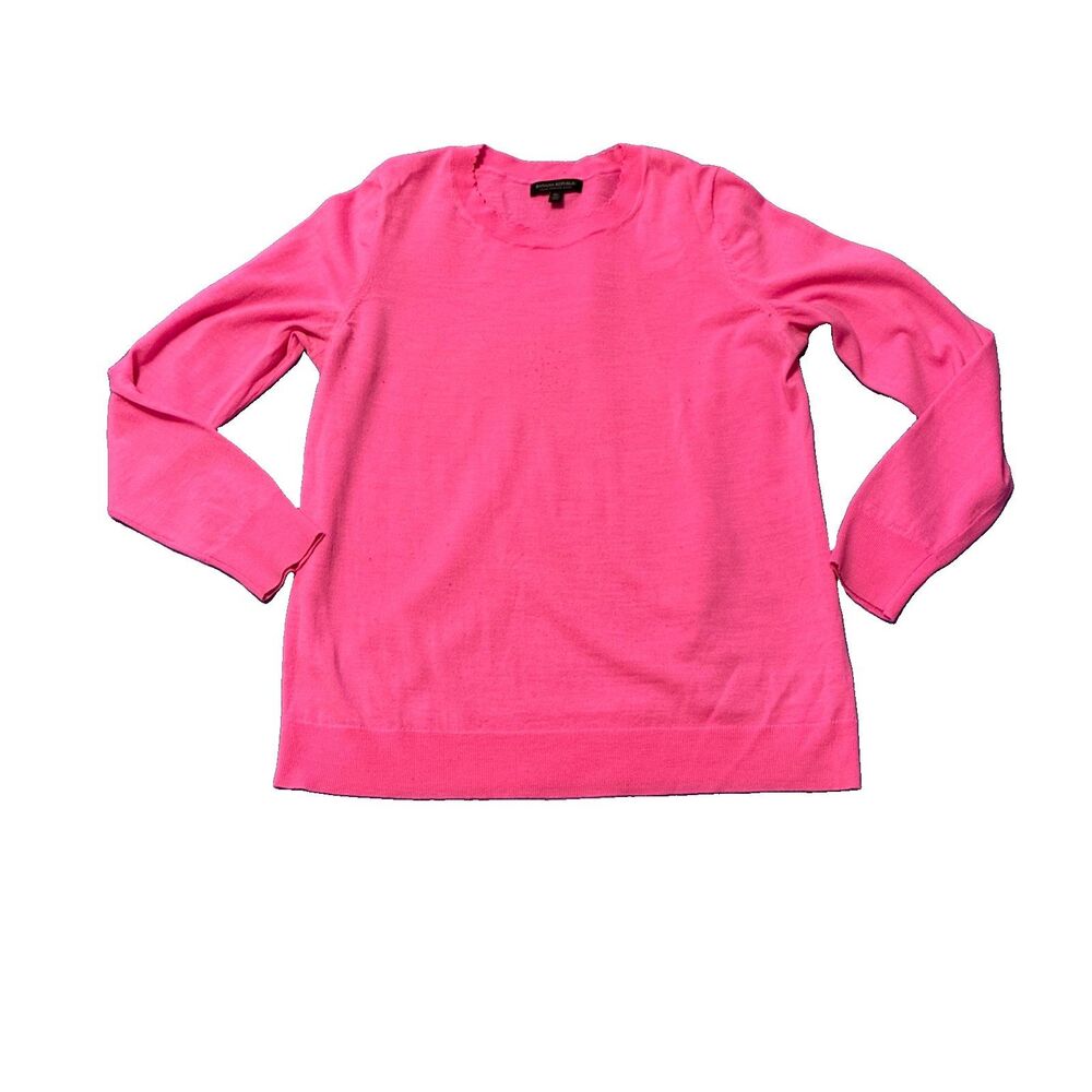 Banana Republic Women's Pink Italian Crew Neck Merino Wool Sweater Size XL